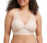 Maidenform Women's Wireless Bralette, Pure Comfort Longline, Convertible Bra, Opaque, Sandshell Bloom Lace, 34A