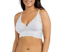 Maidenform Women's Wireless Bralette, Pure Comfort Longline, Convertible Bra, Opaque, White/Silver Lace, 36C
