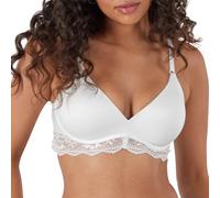 Maidenform Women's Wireless, Natural Lift & Shaping, Convertible Bra with Lace, Opaque, White, 36B