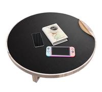 MAIDERN 610 mm Round Cork & Leather Placemats, Cutable Size (450-610 mm), Shortenable Table Mat, Heat Resistant & Non-Slip for Kitchen, Office or Restaurant (Black)