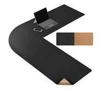 MAIDERN L Shaped Corner Desk Mat, 120x120x40cm Cork & Leather Reversible Desk Pad for Gaming Computer Office Home (Black)
