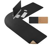 MAIDERN L Shaped Corner Desk Mat, 130x130x40cm Cork & Leather Reversible Desk Pad for Gaming Computer Office Home (Black)