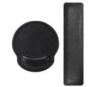 MAIDERN PU Leather Keyboard Wrist Rest and Mouse Pad with Wrist Support, Memory Foam Set for Computer/Laptop/Mac, Durable & Comfortable & Lightweight for Easy Typing & Pain Relief - Black