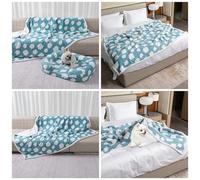 Maidewow Waterproof Pet Blanket for Dogs,Blue Stylish Jacquard Pets Throw Blankets for Cat Bed Couch Covers Puppy Sharpa Fleece Cats Washable Reversible Furniture Protection (Blue Cloud,M)