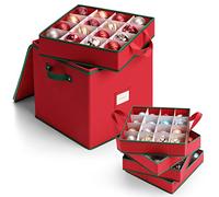 MaidMAX Christmas Bauble Storage Box with Adjustable Dividers, Christmas Tree Bauble Decorations Storage Bag, 4 Tier Organisers Removable with Handles, 64 Bauble Box Storage Bags,12.9 x 12.9 x 13.5''