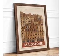 Maidstone Landmark Vintage Framed Wall Art Print A3 (42×29.7cm) Walnut, Wall Decor for Living Room, Bedroom, Office & Home, Ready to Hang, Art Gift