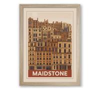 Maidstone Landmark Vintage Framed Wall Art Print A4 (29.7×21cm) Oak, Wall Decor for Living Room, Bedroom, Office & Home, Ready to Hang, Art Gift