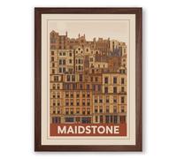 Maidstone Landmark Vintage Framed Wall Art Print A4 (29.7×21cm) Walnut, Wall Decor for Living Room, Bedroom, Office & Home, Ready to Hang, Art Gift