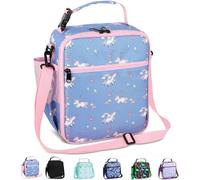 Maidyna Kids Lunch Bag, Reusable Lunch Bag with Adjustable Strap, Insulated Picnic Bag for Adults at Work, Children at School (Blue Pony)