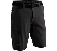maier sports Men's Huang Hiking Trousers, Outdoor Shorts with Integrated Belt, Trekking Pants Black