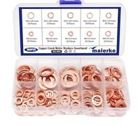 maierke 9 Sizes Metric Copper Crush Washers Assortment Kit Crush Washer Oil Drain Plug Crush Washer Assortment M5 M6 M8 M10 M12 M14