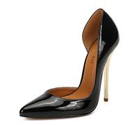 MAIERNISI JESSI Unisex Men's Women's D-Orsay Pointed Toe Stiletto Super High Heels Slip On Pumps Black EU 47 - Size 15 Women / 13.5 Men