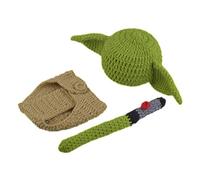 Maifa Newborn Baby Costume Photography Prop Accessories Set, Crochet Knitted Yoda Suit Set for Newborn Photography