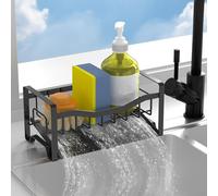 Maifan Kitchen Sink Caddy Organizer Sponge Holder for Kitchen Sink with Stainless Steel Auto Drain Tray, Self Drain Dish Soap Sponge Caddy Rack for Kitchen Countertop Storage Gadgets Accesorios