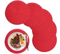 maifey Round Placemats 12.6 Inch Table Mats Set of 6 Washable Heat Resistant Table Placemats for Home Kitchen Restaurant,Red
