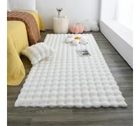 MAIFURUN Fashion Bubble Flower Rug,Bubble Velvet Living Rooms Carpet,Plush Comfy Blanket,Cushion Bedside Sofa Cushion Washable Rugs,White-90x120CM