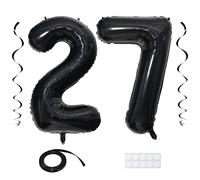 Maigendoo Jumbo 27 Number Balloon 40 Inch Large Digit Balloons Huge Helium Balloon Foil Mylar Balloon with Swirl Decorations for 27th Birthday Party Graduation Celebration Anniversary Event, Black