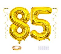 Maigendoo Jumbo 85 Number Balloon 40 Inch Large Digit Balloons Huge Helium Balloon Foil Mylar Balloon with Swirl Decorations for 85th Birthday Party Graduation Celebration Anniversary Event, Gold