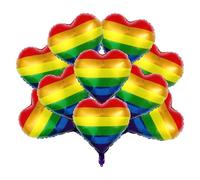 MAIGO 10PCS Rainbow Heart Balloons Foil - Rainbow Balloons,Striped Hearts Balloons Valentines Balloons,18 Inch Rainbow Balloon,Graduation Birthday Party Proposal Baby Shower Anniversary Decorations