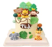 MAIGO 10pcs Wild One Cake Topper - Jungle Cake Decoration,1st Birthday Decorations for Boys,Giraffe Monkey Elephant Lion Tiger Cake Jungle Animals Birthday Party Decoration,Safari Animal Cake Toppers