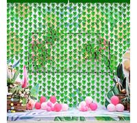 MAIGO 2Pcs Green Palm Leaves Foil Fringe Curtains - Hawaiian Party Decorations, Jungle Theme Party Decorations, Rainforest Decorations, Hawaii Tropical Party Decorations, Summer Party Decoration