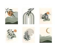 MAIGO 6pcs Botanical Prints - A4 Boho Wall Art Abstract Prints for Living Room Walls