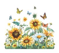 MAIGO 85cm X 71cm Sunflower Stickers - Sunflowers,Flower Wall Stickers,Sunflowers Butterfly Wall Stickers,Flower Wall Decals Bedroom Living Room Nursery Wall Decor, Living Room Background Wall Decor