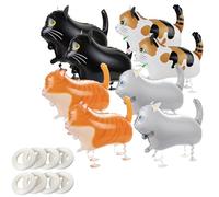 MAIGO 8PCS Cat Balloon Animal Kit - Foil for Helium in Black, Gray, Orange and White - Party Decorations With Walking Animal Theme