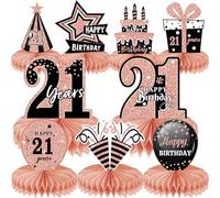 MAIGO 9Pcs Rose Gold 18th 21th 30th 40th Honeycomb Decorations - Happy Birthday Decorations, Birthday Table Centre Decorations, Party Table Decorations, Table Decorations Centrepiece (21)