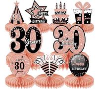 MAIGO 9Pcs Rose Gold 18th 21th 30th 40th Honeycomb Decorations - Happy Birthday Decorations, Birthday Table Centre Decorations, Party Table Decorations, Table Decorations Centrepiece (30)