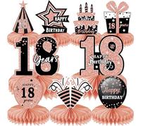 MAIGO 9Pcs Rose Gold Birthday Decorations - Honeycomb Table Centrepiece for 18th, 21st, 30th & 40th Birthdays