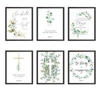 MAIGO Christian Wall Art - 6PCS Bible Verse Posters, Sage Green Bible Verse Canvas Set, Inspirational Christian Wall Art for Home Decor (No Photo Frame Included)
