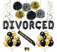 MAIGO Divorce Party Decorations - Divorce Party Pack, Happily Divorced Finally Free (Black)