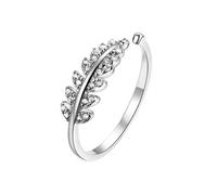 MAIGO Feather Ring - Hug from Heaven, 925 Silver Hope Ring, Open Adjustable Rhinestones, Inspirational Memorial Gift