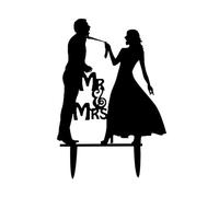MAIGO Mr And Mrs Cake Topper - Wedding Cake Topper, Bride To Be, Just Married, Congratulations - White Or Neutral, Resin, 13cm x 0.5cm