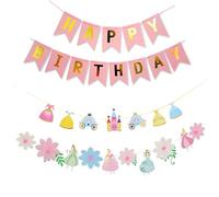 MAIGO Princess Party Decorations Birthday Banner - Princess Birthday Decorations, Princess Castle And Bunting Hanging Banner Garland For Kids Birthday Party Supplies, Happy Birthday Banner Decorations