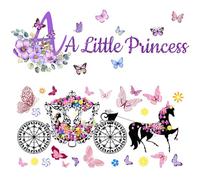 MAIGO Princess Wall Stickers - Rainbow Butterfly Carriage Decorations Princess Wall Stickers Quotes Girls Butterfly Peel and Stick Wall Art Girls Bedroom Wallpaper Wall Decal Stickers Quotes Kids