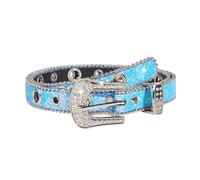 MAIGO Y2k Sparkly Rhinestone Belt - Blue Pink Black Womens Fashion Accessories Jeans Dress Western Cowgirl Bling Studded Design Leather Diamond Belt