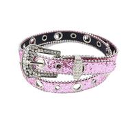 MAIGO Y2k Sparkly Rhinestone Belt - Womens Fashion Accessories - Blue Pink Black Diamond Studded Design Leather Belt for Jeans Dress Western Cowgirl Bling