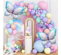 MAIGO100PCS Pastel Balloons Garland Arch Kit - Balloon Arch Kit, Pastel Balloon Arch, Birthday Ballon Arch, Rainbow Balloon Garland Butterfly Pentagram, Macaron Pink Blue Purple Party Latex Balloon