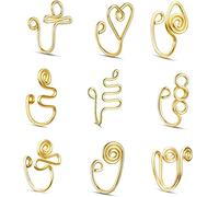 Maigridy Fake Nose Rings Clip On Faux Piercing Jewelry Faux Lip Ear Inlaid Non Piercing On Hoop Nose