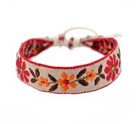 Maigridy Strawberry Flower Embroidered Bohemia Weave Rope Friendship Bracelets Handmade Charm Bangles Jewelry Handmade Braided Wristlet Charm Friendship