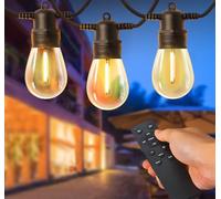 Maihaha 32m Dimmable Festoon Lights Outdoor with Remote, 30x1w Led Bulbs IP65 Waterproof Garden Lights Mains Powered for Backyard, Fence, Pergola, Gazebo, (Low Voltage, 2200k)