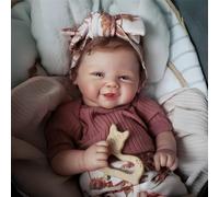 MAIHAO Reborn Baby Dolls Smile Girl Realistic Toddler Silicone Vinyl Babies Pink Outfit 20 Inch Newborn Babies Toys For Kids