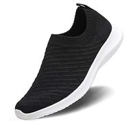 MAIITRIP Womens Comfort Elastic Sock Slip On Walking Lightweight Non-Slip Fall Shoes (Size:5.5-11), Black/White, 5.5 UK