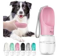 Maiiu - Portable Dog Water Bottle with Drinker, Leak Proof, Ideal for Walks, Hiking and Camping (Pink, 12 oz)