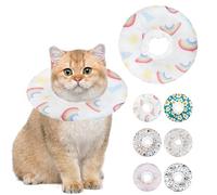 Maiiu Soft Cat Cone Collar, Cute Cats Recovery Collar Suitable for Small, Medium, Large cat,Elizabethan Neck Collar for Cats After Surgery (Rainbow, Medium)