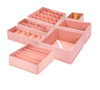 MAIJIAJU 12 Pack Drawer Organisers for Clothes, 76 Slots Socks Fabric Underwear Organizer Boxs Foldable Drawer Dividers, Closet Wardrobe Storage Organiser for Baby Clothing, Bra, Ties, Towels, Blush