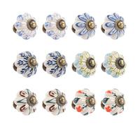 MAIJIAJU 12PCS Antique Bronzy Cabinet Knobs with Screws, Vintage Flower Pattern Round Kitchen Cupboard Handles 30mm Drawer Knobs Retro Bronze Cabinet Pull Handles for Wardrobe Door Furniture (Ceramic)