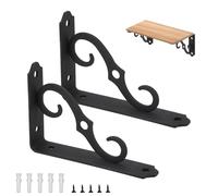 MAIJIAJU 2 Pcs Balck Floating Shelf Brackets Heavy Duty, 13cm Triangle Scaffold Board Shelf Brackets Wall Mounted, 90 Degree Right Angle L Shaped Corner Brace Shelves Supporter, 45kg Load Capacity